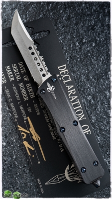 Marfione Custom Troodon Hellhound SW Blade w/ Blue Ti Hardware SN003