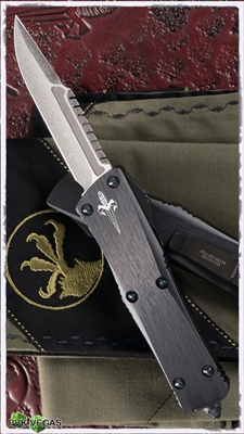 Marfione Custom Troodon Interceptor Stonewash Blade w/ Blue Ringed Titanium Hardware