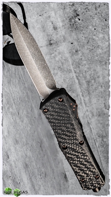 Marfione Custom Combat Troodon Spike Grind D/E Two Tone Stonewashed Carbon Fiber Top Copper Ringed Accents