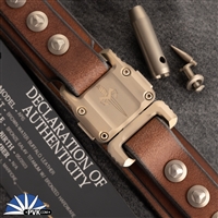 Marfione Custom Apis Belt, Brown-Water Buffalo Leather, Bronze Titanium W/Bronzed Hardware