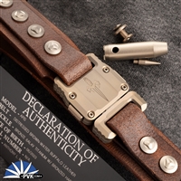 Marfione Custom Apis Belt, Distressed Brown-Water Buffalo Leather, Bronze Titanium W/Bronzed Hardware
