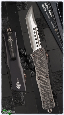 Marfione Custom Combat Troodon Hell Hound Carbon Fiber Top Copper Hardware Takefu Damascus Blade SN003
