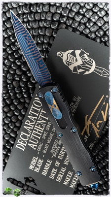 Marfione Custom Dirac Blued Mosaic Damascus Anodized Hefted Alloy With Bronzed Ringed Blue Titanium HW