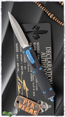Marfione Custom Dirac Two-Tone Stonewash Blade Anodized Hefted Alloy W/Blue Titanium Hardware.