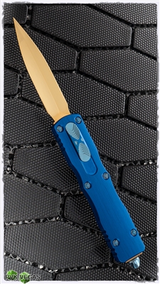 PVK Custom Marfione Custom Dirac Spike 24K Mirror Polish Blue Hefted Alloy Two-Tone Blue Ringed Hardware 24K Gold Pocket Clip