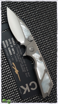 Marfione Custom DOC M/A Mirror Polish Blade Titanium Handle w/ MOP Inlays SN003