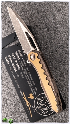 Marfione Custom Sigil MK6 Fallout Finish Blade and Handle Carbon Fiber Backplate Bronzed Hardware