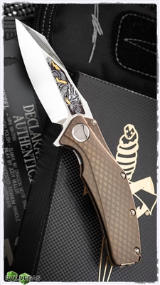 Marfione Custom Mini Matrix High Polish w/ Dragon Motif Engraved Inlay By Jody Muller Bronze Snakeskin Ti Handle Bronze Two-Tone HW 2013