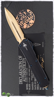 PVK Custom 24K Gold Marfione Custom Scarab II Double Edge Hand Rubbed Satin Blade Blue Ringed Hardware SN010