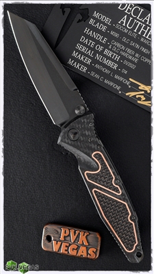 Marfione Custom SOCOM Elite Warcom DLC Hand Rubbed Satin Blade Carbon Fiber Scales w/ Copper Trimmed Lightning Strike Inlay & DLC HW