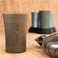 Marfione Custom Titanium Shot Glass, Single Dagger, Antique Bronze