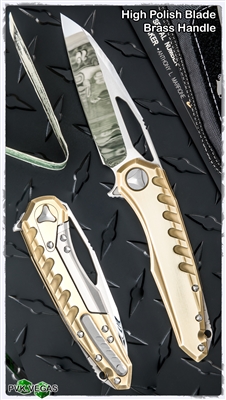 Marfione Custom Munroe Sigil Bearing Grade Brass Handle High Polish Blade