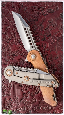 Marfione Custom Warhound Folder MP Blade Eggshell Finish Copper / Titanium w/ Copper Accents & Hardware 007