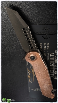 Marfione Custom Warhound Folder DLC Blade and Frame w/ Eggshell Finish Copper Top & Copper Hardware 002