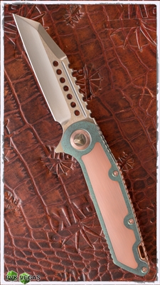 Marfione Warhound Folder Antique Green w/ Copper Inlay & Accents