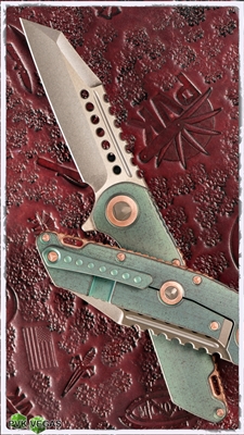 Marfione Custom Warhound Folder Antique Green Finish w/ Copper Hardware