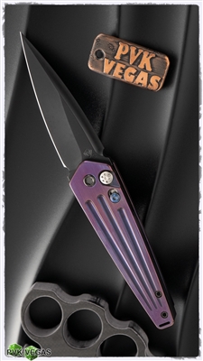 Medford Nosferatu Auto PVD Blade Violet Anodized Titanium Frame Violet & PVD Clip & Hardware