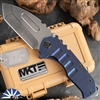 Medford Praetorian T 3V Tumbled Tanto, Blue Ti Handles, PVD HW, NP3 Breaker