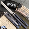 Medford Viceroy Tanto Tumbled Blade, Anodized Blue Handles, Silver HW