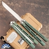 Medford Viceroy Drop Point Tumbled Blade, Anodized Antique Green Handles, Silver HW