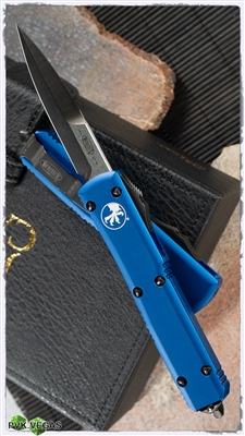 Microtech Ultratech Bayonet 120-1DLCTBL Blue Handle DLC Blade & Hardware