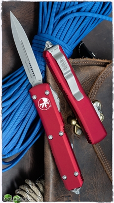 Microtech Ultratech D/E 122-10APRD Apocalyptic Blade Red Handle