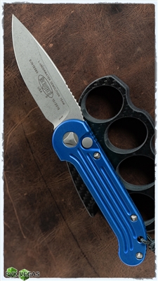 Microtech LUDT 135-10APBL Apocalyptic Blade Blue Handle