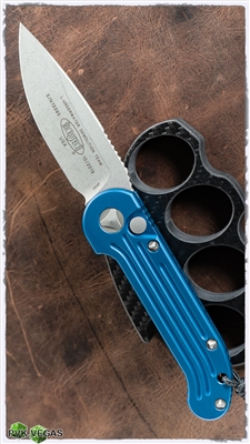 Microtech LUDT 135-10BL Stonewash Silver Standard Blade Blue Handle