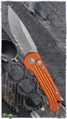 Microtech LUDT Auto 135-11OR Orange Handle Stonewash Finish Serrated Blade