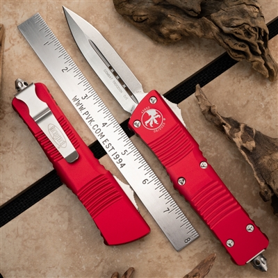 Microtech Combat Troodon D/E 142-10RD Stonewash Blade Red Handle