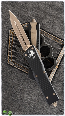 Microtech Combat Troodon D/E 142-13 Black Handle Bronzed Blade & Hardware