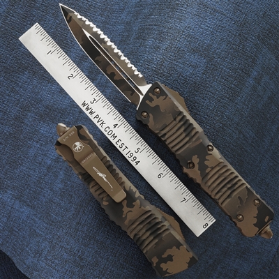 Microtech Combat Troodon 142-3CCS D/E Coyote Camo Pattern & Full Serrated Camo Blade