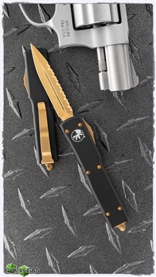 24K Gold UTX-70 D/E Black Chassis 24K Full Serrated Satin Blade