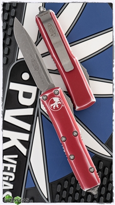 Microtech UTX-85 S/E 231-10DRD Apocalyptic Blade Distressed Red Handle