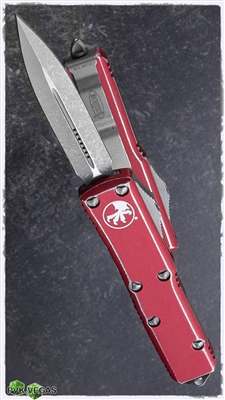 Microtech UTX-85 D/E 232-10DRD Apocalyptic Blade Distressed Red Handle
