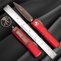 Microtech UTX-85 D/E 232-13APRD Bronzed Apocalyptic Blade Red Handle