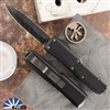 Microtech UTX-85 232-16DLCTSH Double Edge DLC Damascus Blade, Black Handle Shadow Signature Series