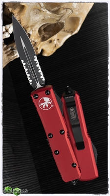 Microtech UTX-85 D/E 232-2RD Black Serrated Blade Red Handle