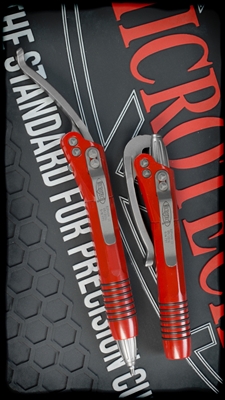 Microtech Siphon II Pen Stainless Red Silver Hardware