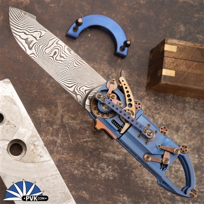 Steigerwald Steampunk/Horological Knife Blue W/Bronze Accents