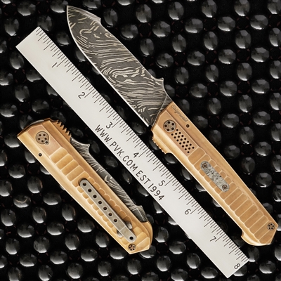 Steigerwald Arromax Slipjoint, Damascus Blade, Bronze Handle W/Meteorite Handle Inlay