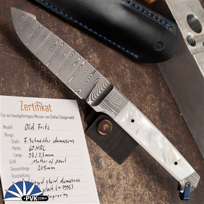 Steigerwald Old Fritz, Full Integral Damascus Blade, Mother Of Pearl Handles