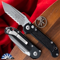 Microtech LUDT Gen 3 1136-12AP Tanto Apocalyptic Full Serrated Blade, Black Handle Grip Inlay