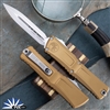 Microtech Combat Troodon Gen 3 1142-10TA Double Edge Stonewash Blade, Tan Handle