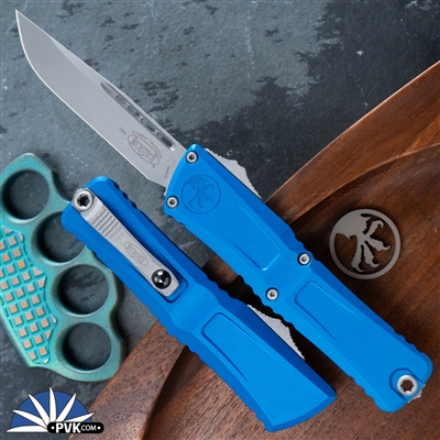 Microtech Combat Troodon Gen 3 1143-10APBL Single Edge Apocalyptic Blade, Blue Handle