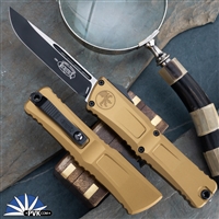 Microtech Combat Troodon Gen 3 1143-1TA Single Edge Black Blade, Tan Handle