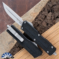 Microtech Scarab II Gen 3 Double Edge Stonewash Blade Black Handle