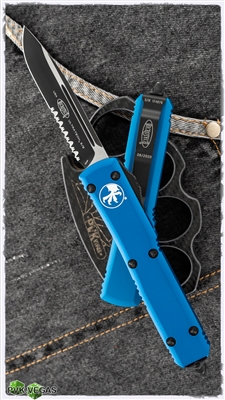 Microtech Ultratech S/E 121-2BL Black Serrated Blade Blue Handle
