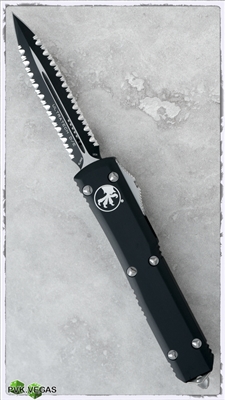Microtech Ultratech D/E 122-D3 Full Double Serrated Black Blade Black Handle
