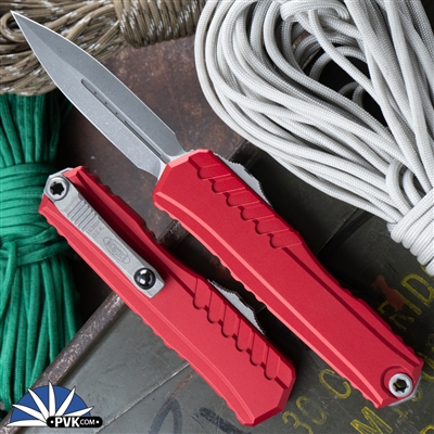 Microtech Cypher Gen 2 1242-10APRD Double Edge Apocalyptic Blade, Red Handle